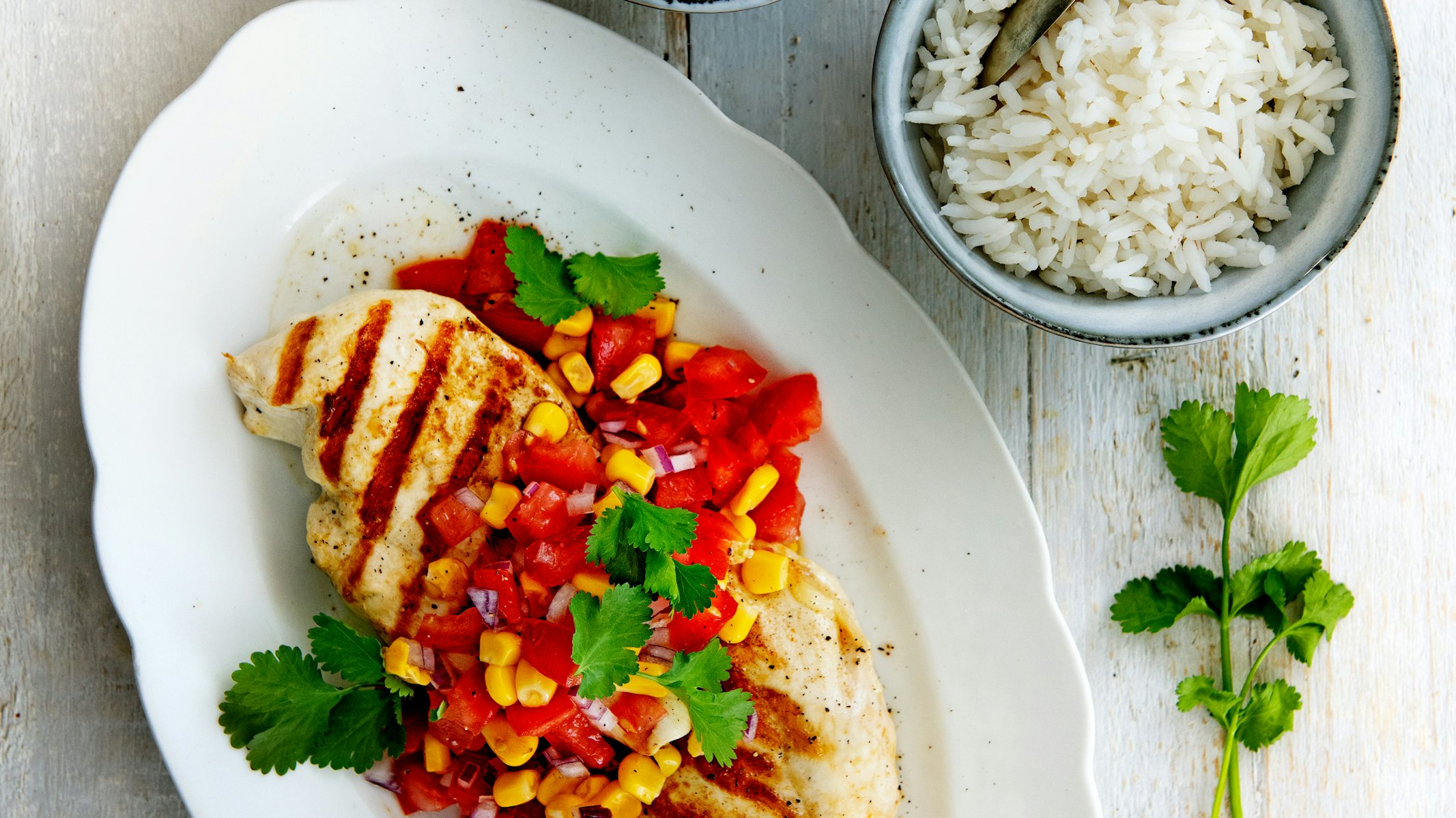 Gegrilde kip met tomatensalsa vierkant