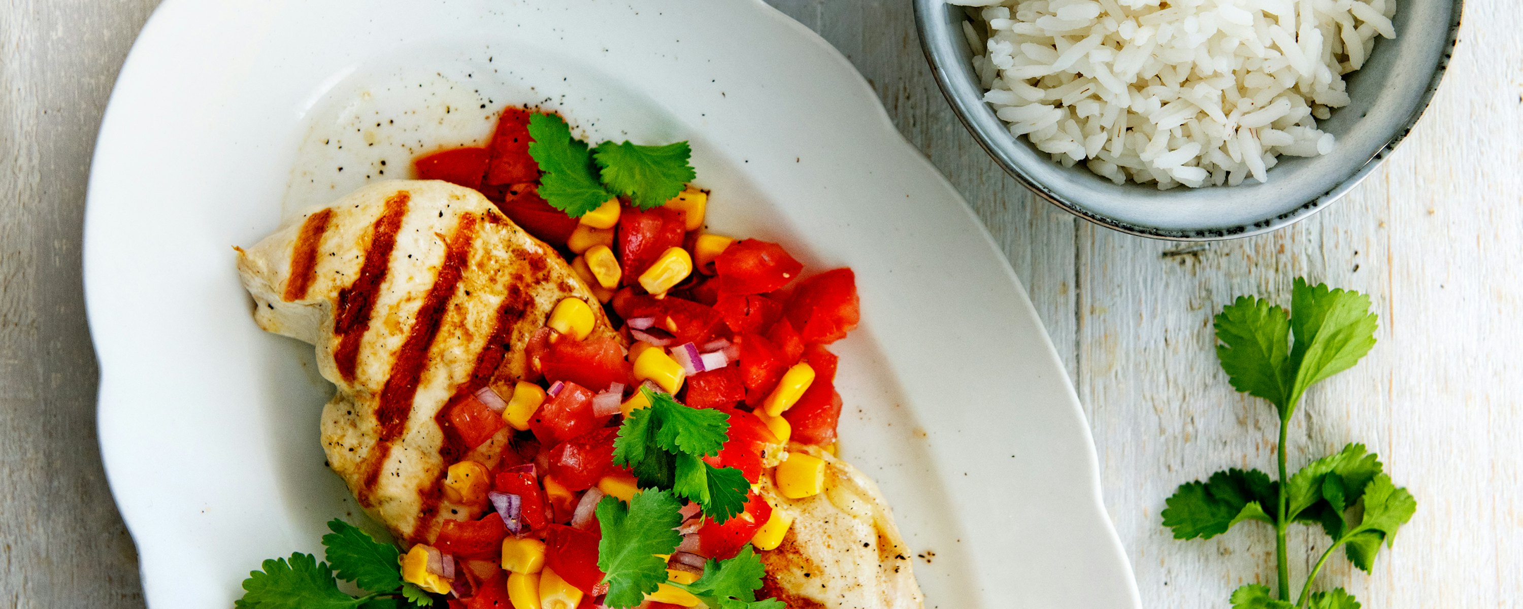 Gegrilde kip met tomatensalsa vierkant